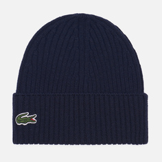 Шапка Lacoste Ribbed Wool Knit, цвет синий