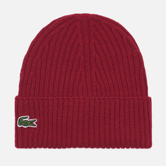 Шапка Lacoste Ribbed Wool Knit, цвет бордовый