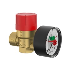 Клапан предохранительный Rehau Prescomano 27683 с манометром 1/2&quot;, 1/2&quot;, 10 бар, латунь Flamco