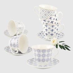 Набор посуды ARYA HOME COLLECTION Чайный Набор Exclusive из Костяного фарфора, 250 мл 12 пр. Aqua
