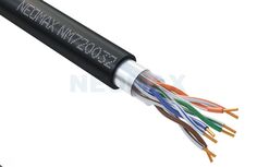 Кабель витая пара F/UTP 5e кат. 4 пары Neomax NM720032-P 23AWG(0.52 мм), медь, одножильный (solid), внешний, PE, чёрный, уп/305м