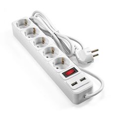Сетевой фильтр удлинитель Exegate SP-5-USB-1.8W EX295491RUS с USB зарядкой (5 евророзеток с заземлением, 2 USB-A 2A, 1.8м, защита от перегрузки, выклю