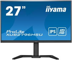 Монитор 27" Iiyama XUB2796HSU-B5 1920х1080, 1ms, 250cd/m2, 1000:1, 80M:1, H178°/V178°, IPS, 16:9, 75Hz, VGA, HDMI, DP, USB-Hub, Height adj, Pivot, Til