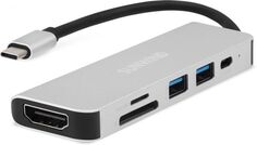 Разветвитель SUNWIND SW-DS030 1735702 Type-C to 6 портов (HDMI, USB-C PD 87W, SD/MicroSD, 1xUSB 3.0, 1xUSB 2.0)