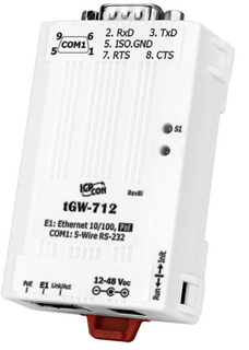 Преобразователь ICP DAS tGW-712 Tiny Modbus/TCP to RTU/ASCII gateway with PoE and 1 RS-232 Port (RoHS)