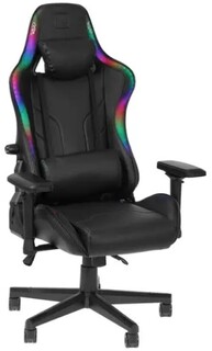 Кресло игровое WARP XN-MAX чёрное (RGB подсветка, экокожа, карбон, регулируемый угол наклона, механизм качания)