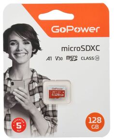 Карта памяти 128GB GoPower 00-00025683 microSDXC Class10 UHS-I (U3) 100 МБ/сек V30 без адаптера