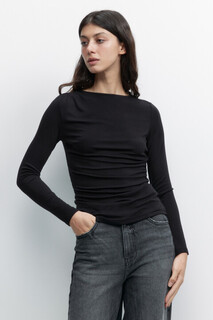 джемпер женский Лонгслив вискозный с драпировкой по бокам Befree