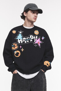 джемпер мужской Свитшот oversize с новогодним принтом Befree