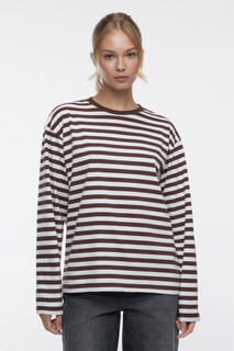 джемпер женский Лонгслив oversize хлопковый в полоску Befree