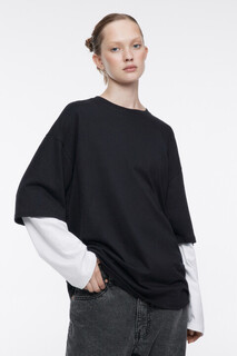 джемпер женский Лонгслив oversize хлопковый с двойными рукавами Befree