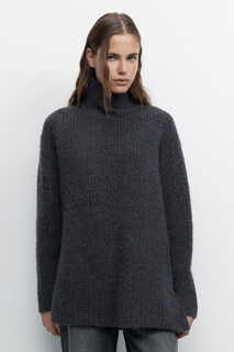 свитер женский Свитер oversize шерстяной в рубчик с воротником-стойкой Befree