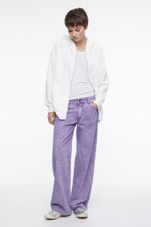 брюки джинсовые женские Джинсы wide широкие фиолетовые с вареным эффектом Befree