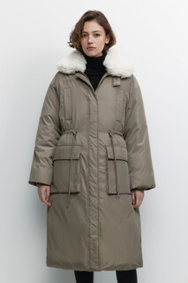 пальто женское Куртка-парка длинная утепленная с меховым воротником Befree