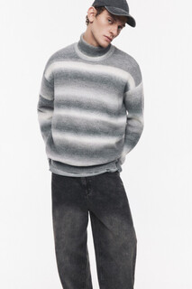свитер мужской Свитер с горлом вязаный шерстяной в полоску Befree