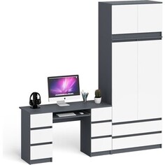 Комплект СВК Мори Стол компьютерный МС-2 + Шкаф МШ900.1 + Антресоль МА900.1, цвет графит/белый