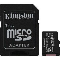 Карта памяти Kingston microSDXC 64Gb Canvas Select Plus (class 10/UHS-I/U1/100Mb/s/SD- адаптер)