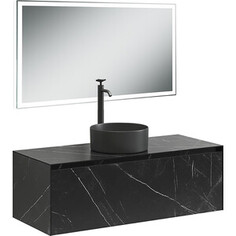 Мебель для ванной Sancos Stone 120 один ящик, столешница керамогранит, Nero Marquina