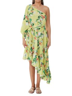 Асимметричное платье на одно плечо с цветочным принтом Ranee&apos;s Lime green Ranee's