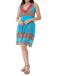 Кружевное прозрачное платье Ranee&apos;s с цветочным принтом, голубой/оранжевый Ranee's