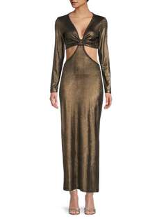 Платье макси с металлическим вырезом Renee C. Black gold