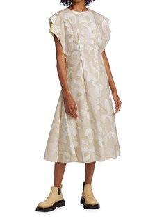 Платье Edie Deveaux New York миди из хлопка с принтом, бежевый