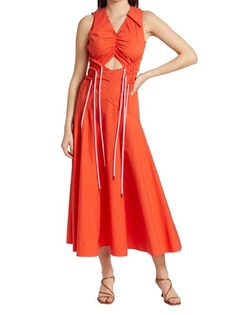 Платье миди AKNVAS с вырезами и шнурком jackson, оранжевый