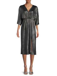 Платье миди Renee C. с эффектом металлик, черный/серебрянный