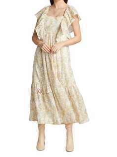 Платье миди EN SAISON с рукавами-крылышками и люверсами, мультиколор