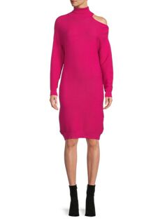 Платье-свитер BCBGeneration с высоким воротником в рубчик, розовый