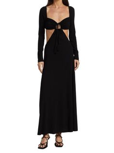 Платье Rosetta Getty с рюшами и вырезом на шнурке, черный