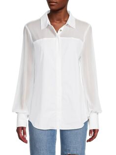 Рубашка H Halston с однотонной сетчатой ​​вставкой, белый
