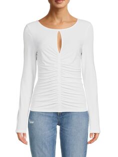 Топ со сборками и каплевидным вырезом Donna Karan Ivory Dkny