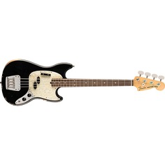 Бас-гитара Fender JMJ Road Worn Mustang, гриф из палисандра, черный цвет Road Worn