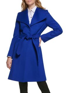 Шерстяное пальто с широким воротником Karl Lagerfeld Paris Cobalt