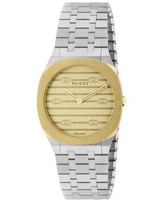 Женские швейцарские часы с браслетом из нержавеющей стали 25H, 30 мм Gucci, золотой