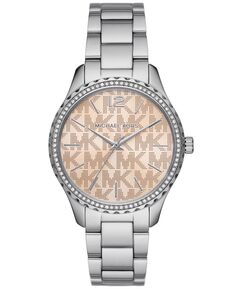 Женские часы Layton с тремя стрелками, серебристый браслет из нержавеющей стали, 38 мм Michael Kors