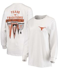 Женская белая футболка с длинным рукавом и вымпелом Texas Longhorns Traditions Pressbox, белый