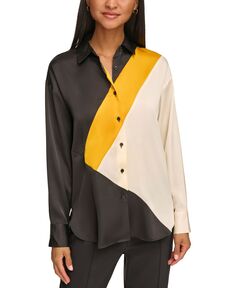 Женская блузка оверсайз с цветными блоками и логотипом KARL LAGERFELD PARIS, черный