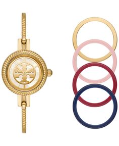 Женские часы Reva из нержавеющей стали с золотистым браслетом и браслетом, 27 мм, подарочный набор Tory Burch, золотой