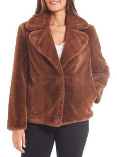 Куртка Nine West плюшевая из искусственного меха, коричневый