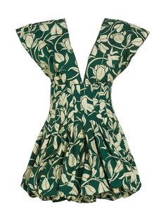 Мини-платье Annato Flora с V-образным вырезом Agua by Agua Bendita, зеленый