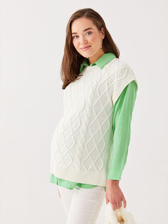 Трикотажный свитер для беременных с круглым вырезом и узором LC Waikiki Maternity