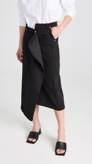 Юбка GOEN.J Asymmetric Draped Washed Denim, черный