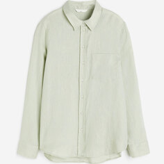 Рубашка H&amp;M Linen, светло-зеленый H&M