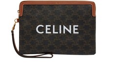 Маленькая сумка на ремешке из канвы Triomphe с принтом Celine. Celine, бежевый