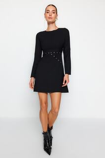 Мини-платье Trendyol с круглым вырезом, черный