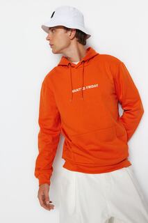 Свитшот мужской Trendyol с принтом, оранжевый
