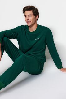 Пижамный комплект мужской Trendyol с принтом, зеленый