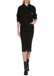Джинсовая юбка с вышивкой AF Alberta Ferretti, черный